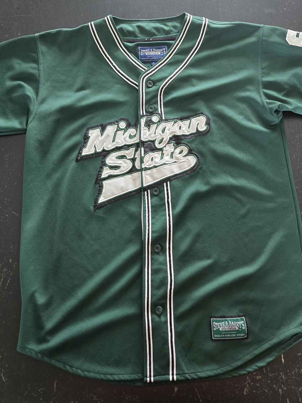 Steve & Barry's Dark Green Michigan State Baseball Jersey with White Trim
